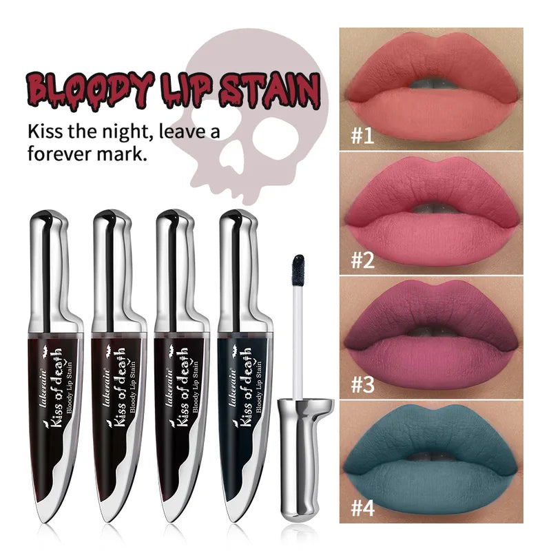6-Piece Gothic Waterproof Lip & Eye Makeup Set - Long Lasting Halloween Cosplay