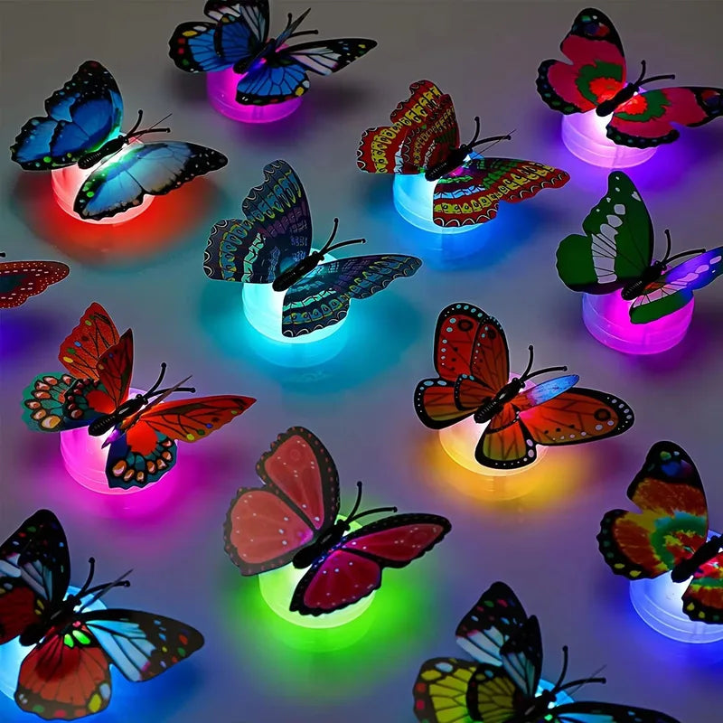 3D Butterfly LED Night Light Decor for Garden Lawn Party - 10pcs