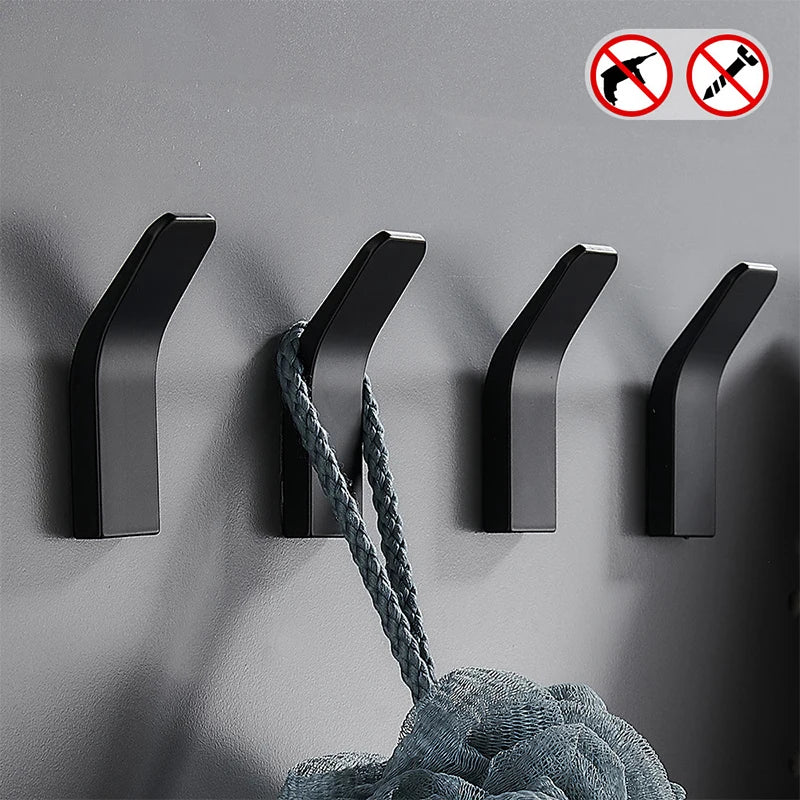 Space Aluminum Hook - Waterproof Rustproof Adhesive Wall Hanger for Clothes & Towels