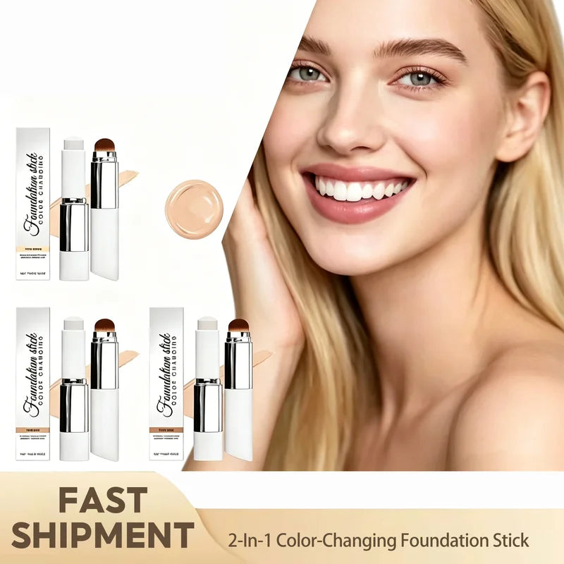 2-In-1 Color-Changing Foundation Stick with High Coverage & Moisturizing