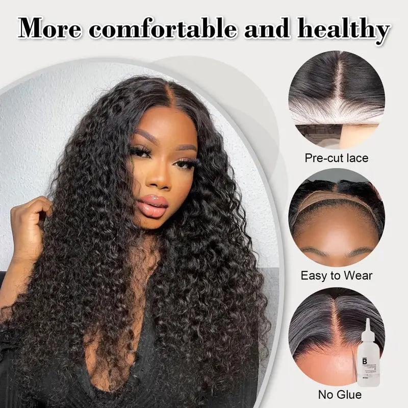 Glueless Human Hair Wigs Deep Wave 6x4 5x5 Lace Closure Pre Plucked 200 Density
