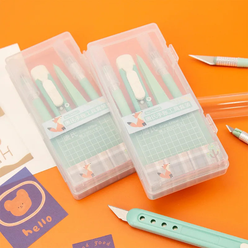 DIY Scrapbooking Tool Kit with Craft Knife Tweezers Cutting Pad
