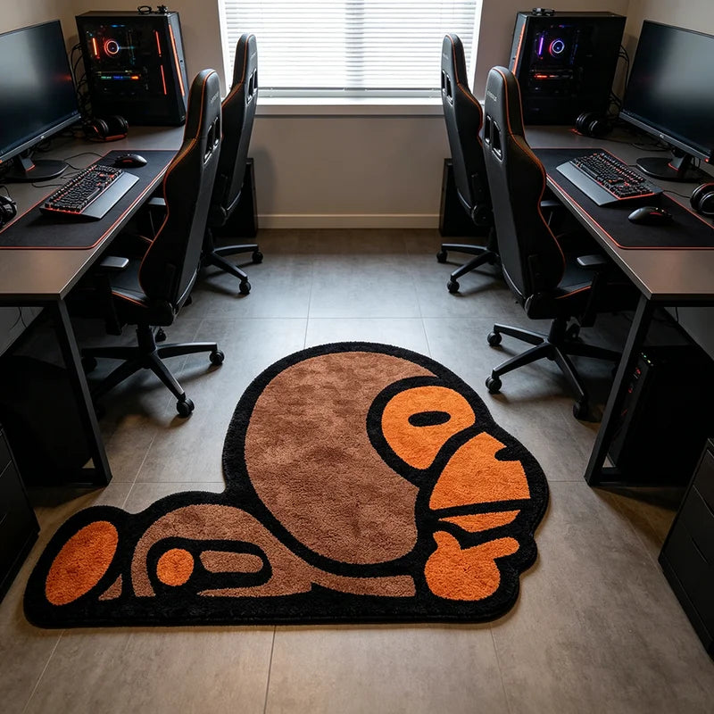 Creative Cartoon Monkey Rug - Unique Soft Carpet for Gaming Rooms & Bedroom Decor