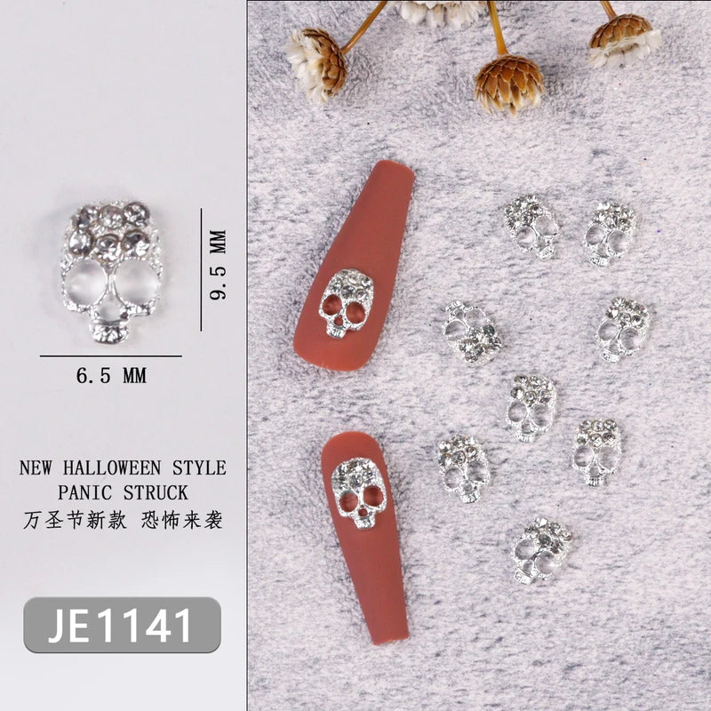 10Pcs Glitter Cross Nail Charms - Silver & Gold 3D Nail Art Decorations
