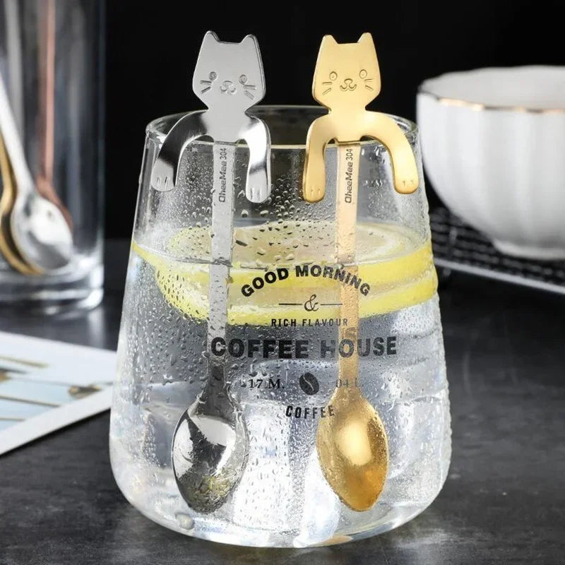 Cute Cat-Shaped Stainless Steel Coffee Spoon - Dessert & Snack Scoop