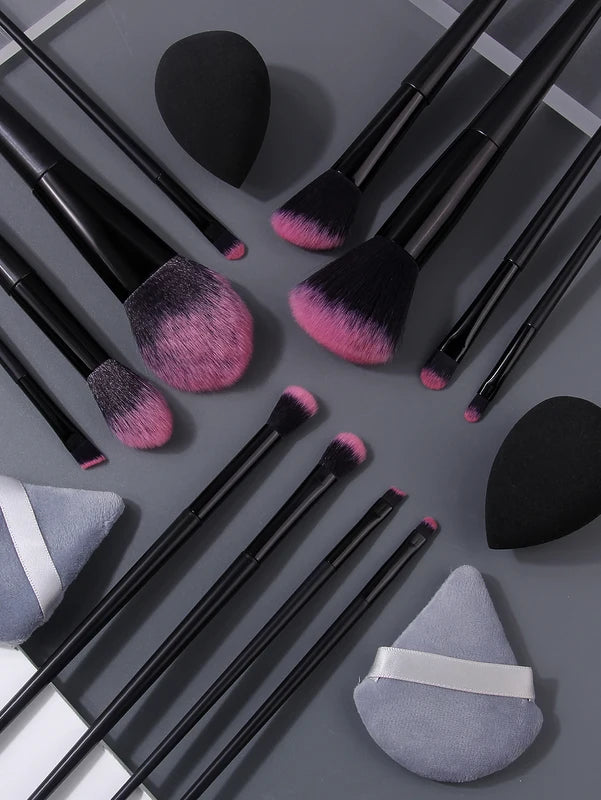 Professional Makeup Brush Set - 16 Soft Fluffy Cosmetic Brushes for Face & Eyes