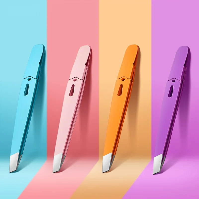 Eyebrow Tweezer Stainless Steel Slanted Hair Removal Tool for Eyebrows & Fine Hairs