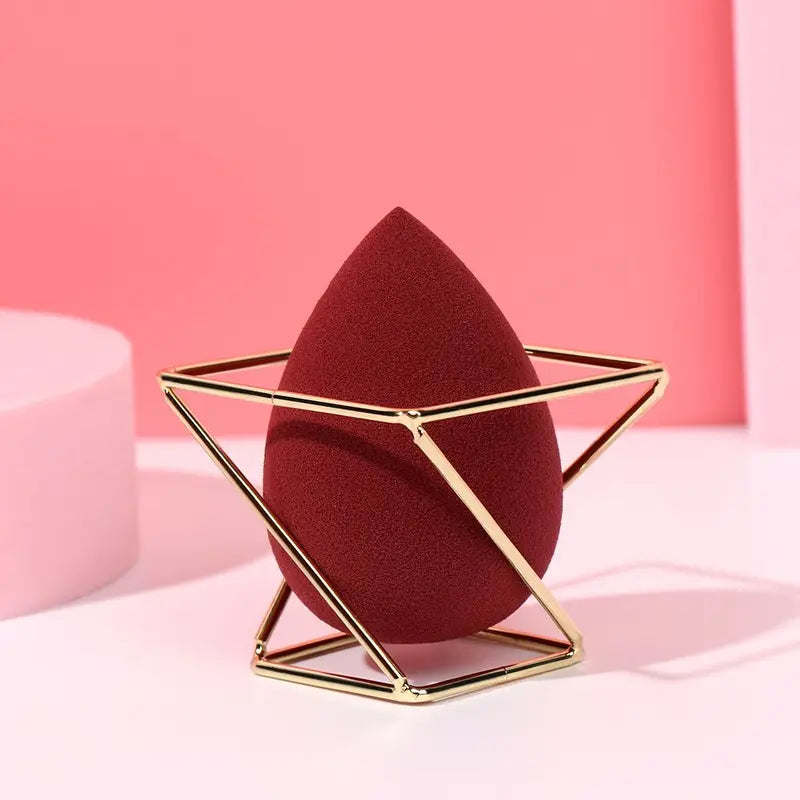 Metal Makeup Sponge Holder Rack with Brush Storage for Vanity or Bathroom