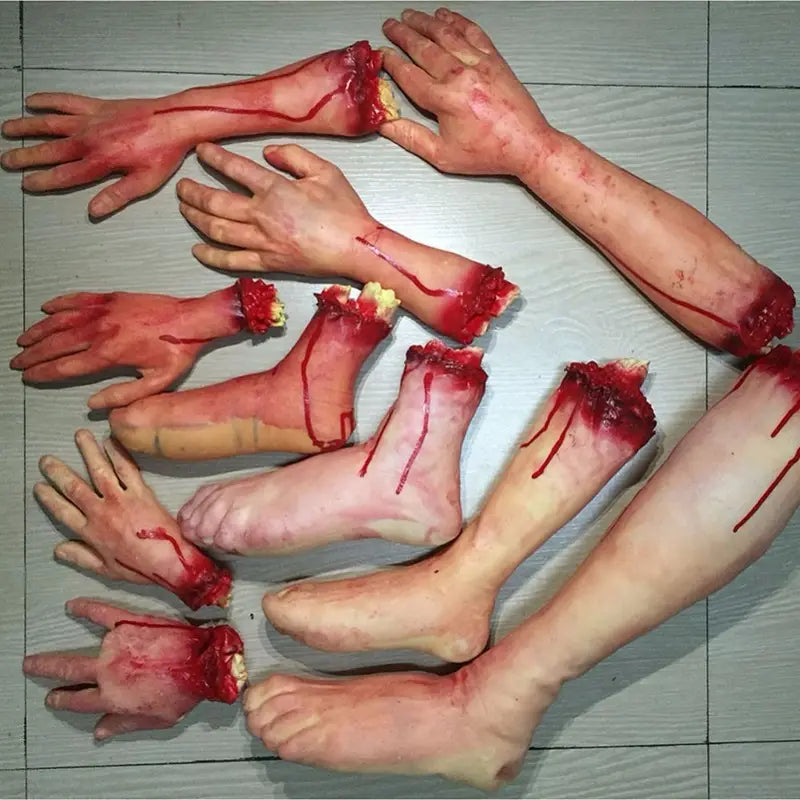 Halloween Horror Fake Hands Blood Latex Props Haunted House Decoration