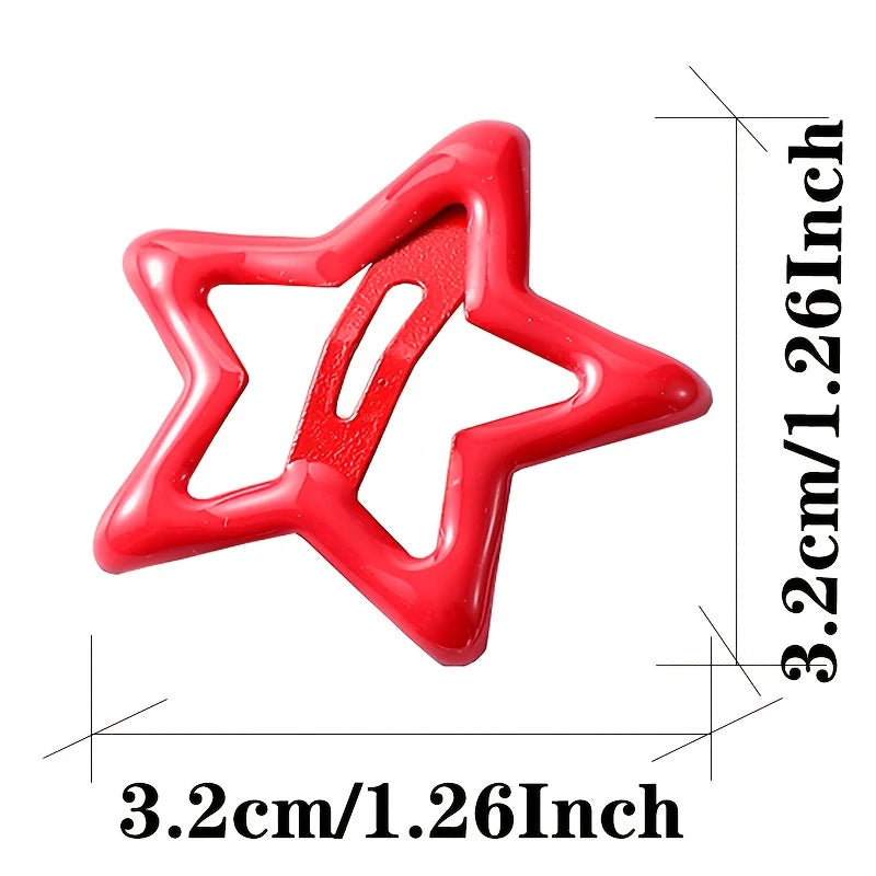 Colorful Star Hair Clips Set - Metal Five-Pointed Star Hair Accessories for Women
