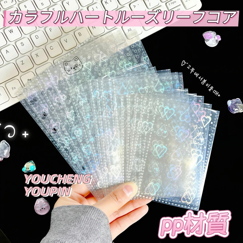 A6/A7/M5 Transparent Laser Flower Heart Inner Pages for Refillable Notebooks