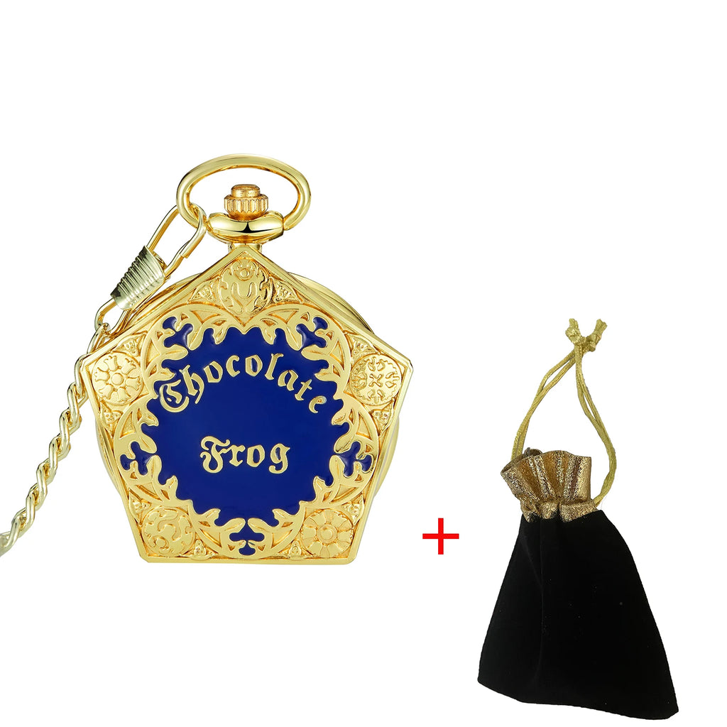 Personalized Fashion College Style Pentagonal Gold Blue Quartz Pendant Watch for Boys & Students