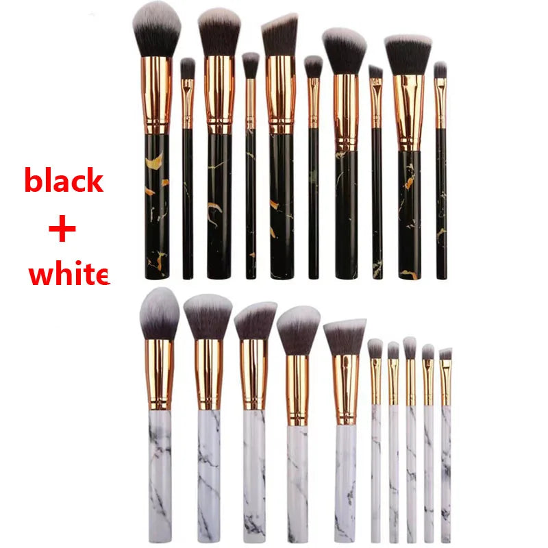 10 Pcs Makeup Brush Set - Synthetic Kabuki Foundation Blenders Face Powder Blush Concealer Eye Shadow Tools
