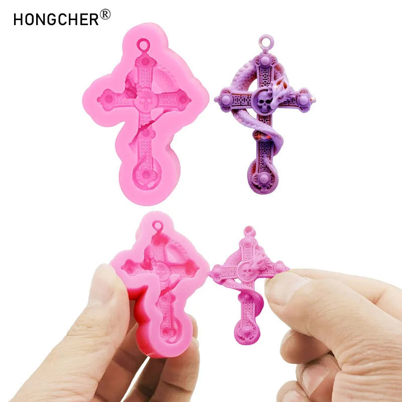Silicone Mold for Jewelry Making Skull Dragon Crossbones DIY Pendant Necklace Craft