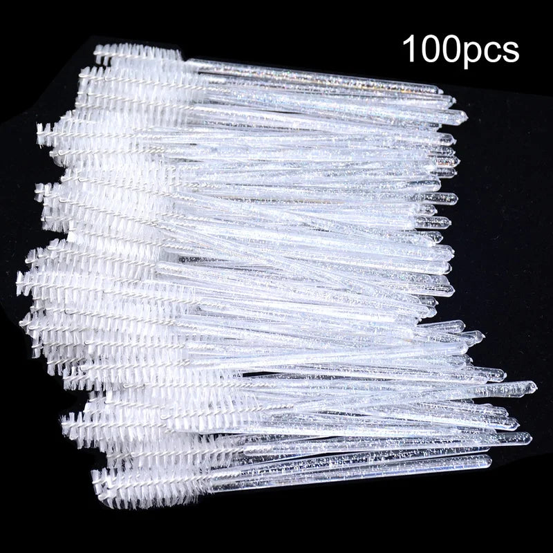 Disposable Eyelash Brushes Spoolies Micro Lash Mascara Wands 100pcs - Various Colors