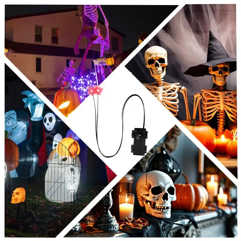 Halloween LED Glowing Eyes with Timer - Horror DIY Skeleton Eyes for Masks Props