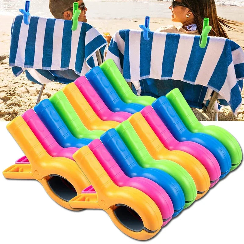 Heavy-Duty Beach Towel Clips Set - Windproof Clothes Pins for Sand & Windy Conditions