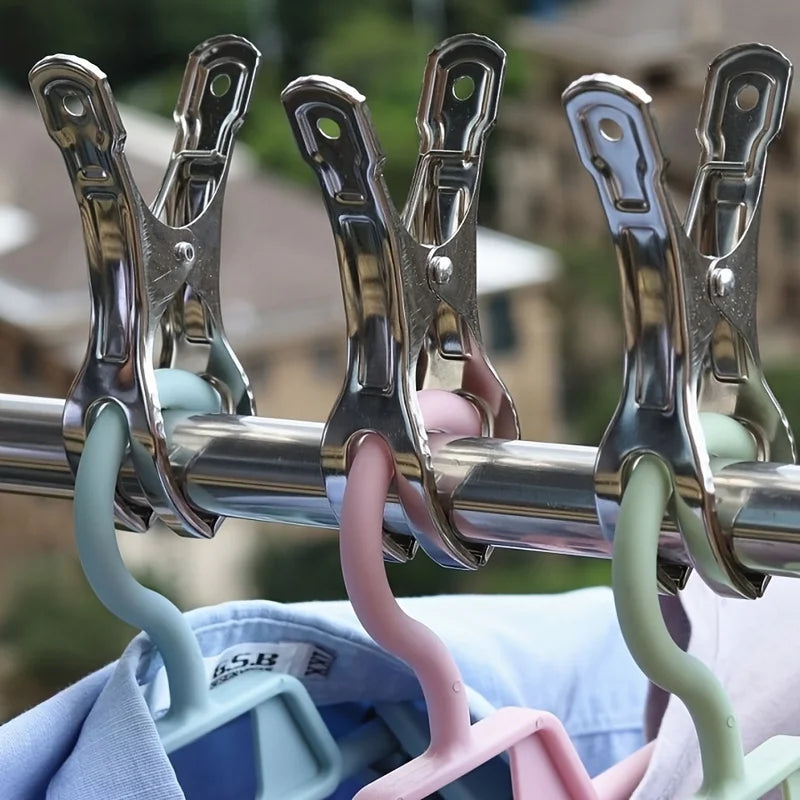 Stainless Steel Outdoor Clothes & Blanket Drying Clips - 6 Pack