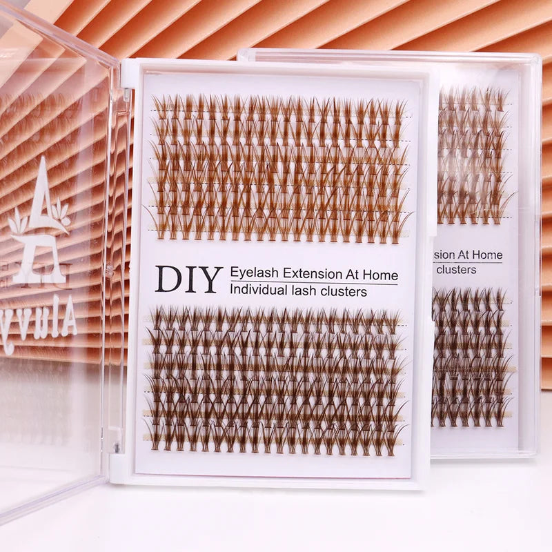 Colored Fake Eyelash Clusters for Extensions - Brown Mix, 14mm-30mm