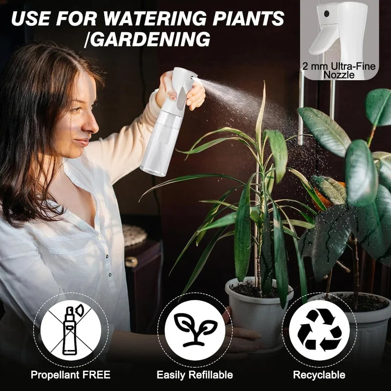 300ML Continuous Spray Bottle for Hair & Cleaning - Ultra Fine Water Mister