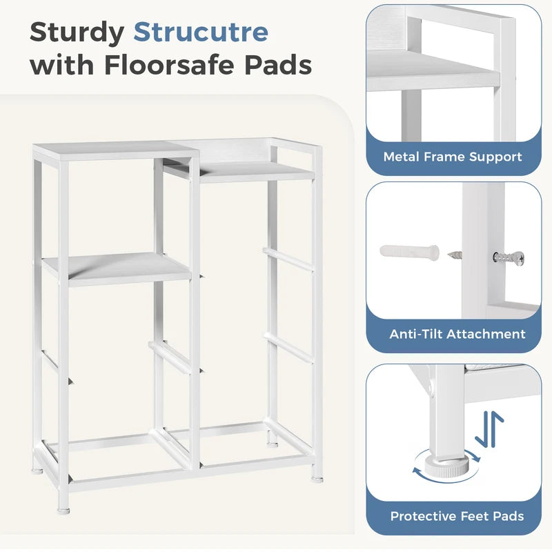 Fabric Drawer Chest with Raised Shelf Metal Frame Storage Tower for Bedroom Closet