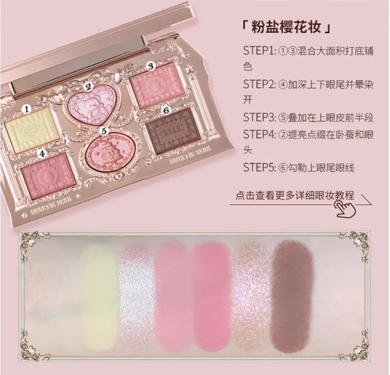 6-Color Eyeshadow Palette with Matte and Pearlescent Finishes for Natural Makeup
