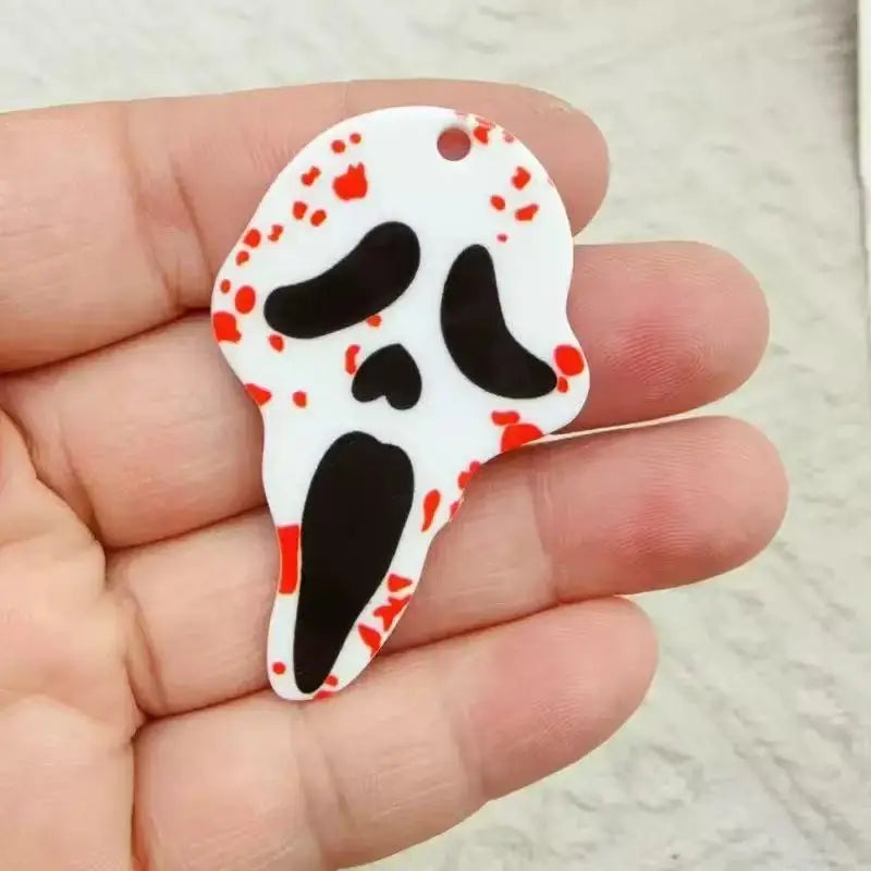 Halloween Ghost Acrylic Charm Pack for Jewelry Making & Keychains - 10 Pcs