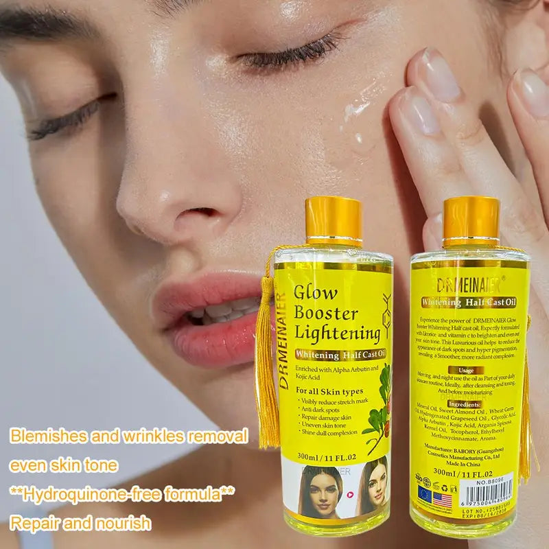 Brightening Skin & Body Massage Oil with Kojic Acid - 300ml Glow Booster Serum
