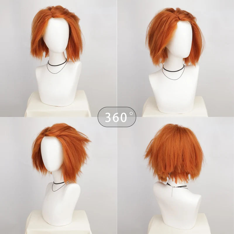 Halloween Costume Wig - Short Orange Brown Synthetic Killer Wig for Men