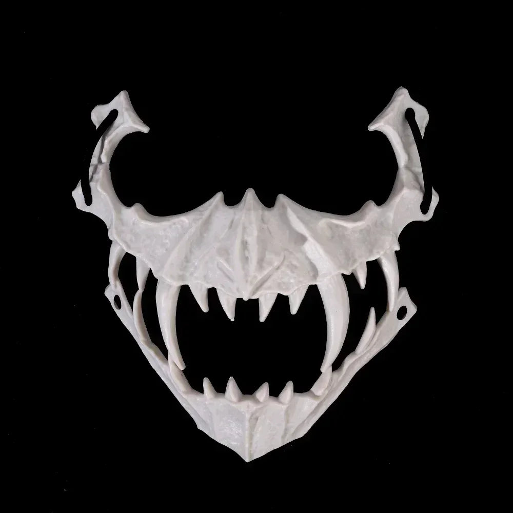Halloween Skull Mask with Long Teeth Demon Skeleton Half Face Mask for Cosplay Party