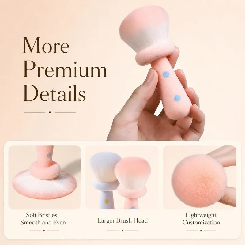 Large-Head Powder Makeup Brush Reusable Dense Loose Powder Brush Mushroom-Shaped