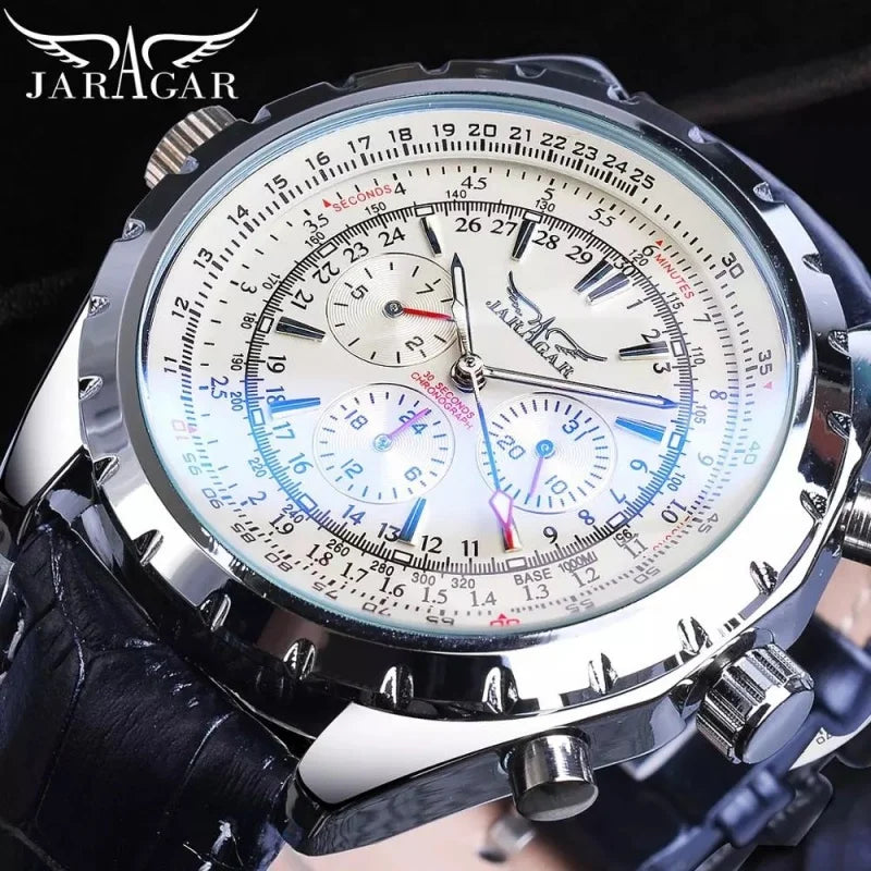 Automatic Mechanical Watch for Men Chronograph Luminous Dial Multiple Functions