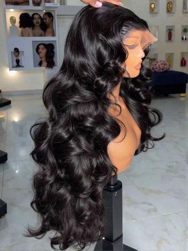 Long Peruvian Body Wave Human Hair Wigs 13x6 HD Lace Front & Frontal, Glueless Closure, Natural Color