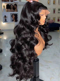 Long Peruvian Body Wave Human Hair Wigs 13x6 HD Lace Front & Frontal, Glueless Closure, Natural Color