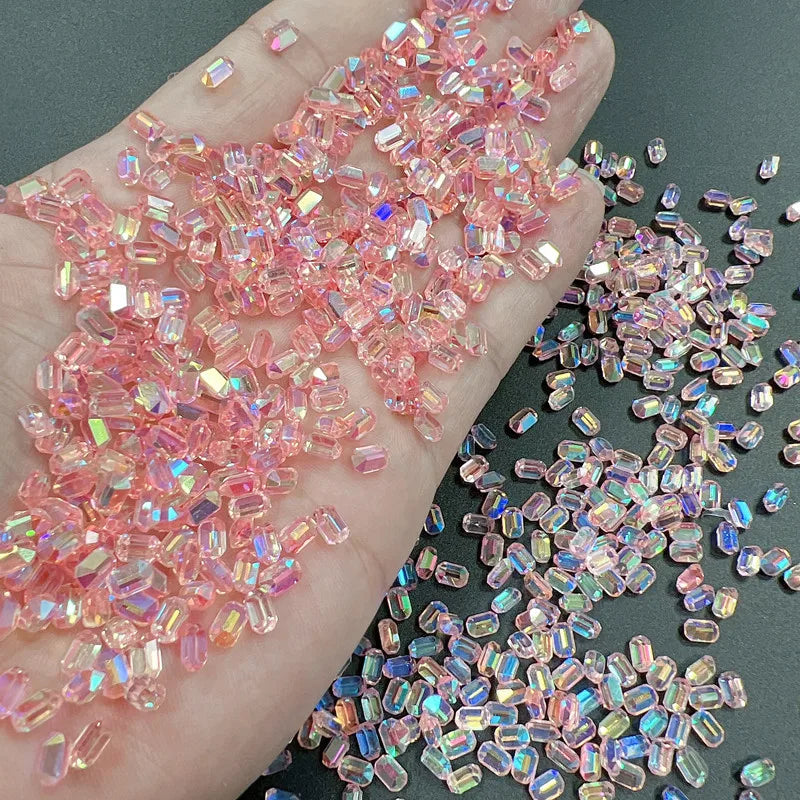 50pcs 3D Aurora Sugar Cube Diamond Nail Art Charms Glitter Rhinestones