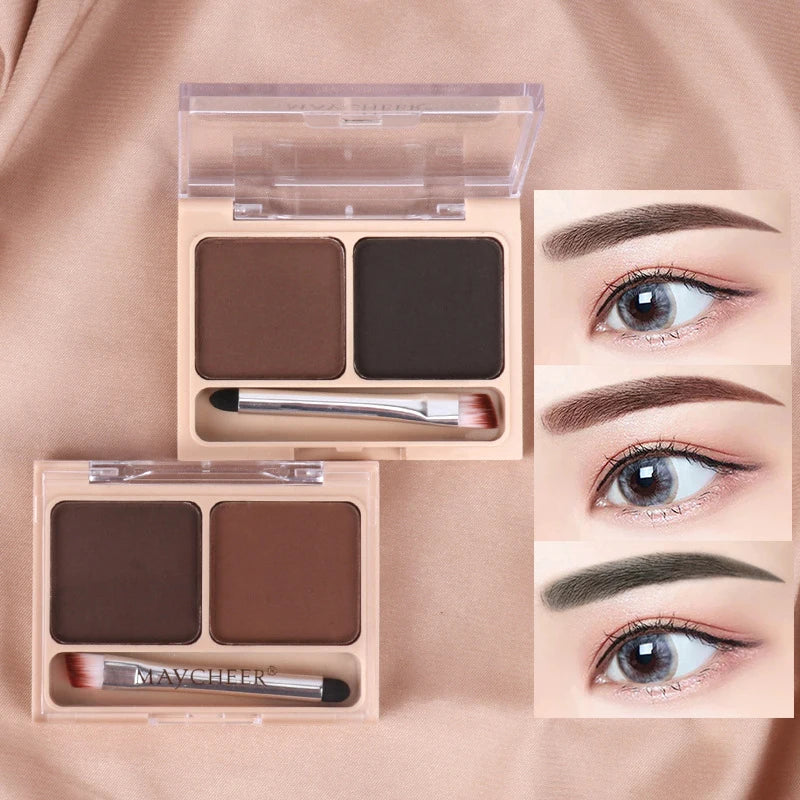 Waterproof Eyebrow & Eye Shadow Palette with Brush - 2 Color Options