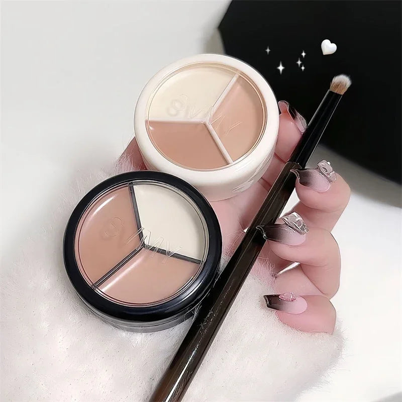 High Coverage 3-Color Concealer Palette for Face & Under Eyes – Waterproof & Long-lasting