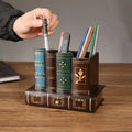 Vintage Wooden Pen Holder Desk Organizer Home Office Storage