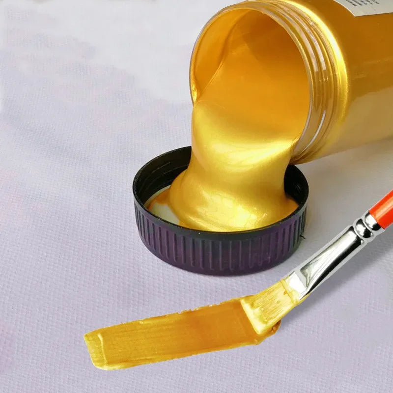 Waterproof Gold Metallic Acrylic Paint for Art & DIY Projects - 100/300ml