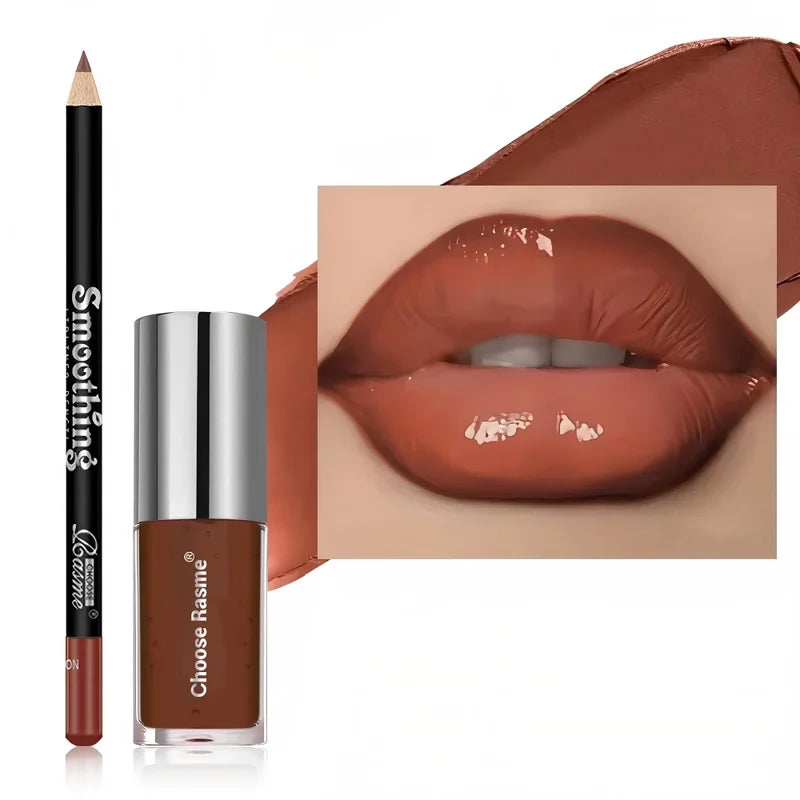 Lip Makeup Set with Lip Liner and Lip Oil - Waterproof, Long-Lasting Moisturizer