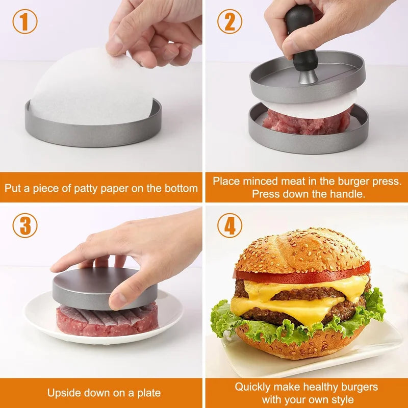 High-Quality Aluminum Burger Press for Perfectly Shaped Patties - Durable Kitchen & BBQ Tool