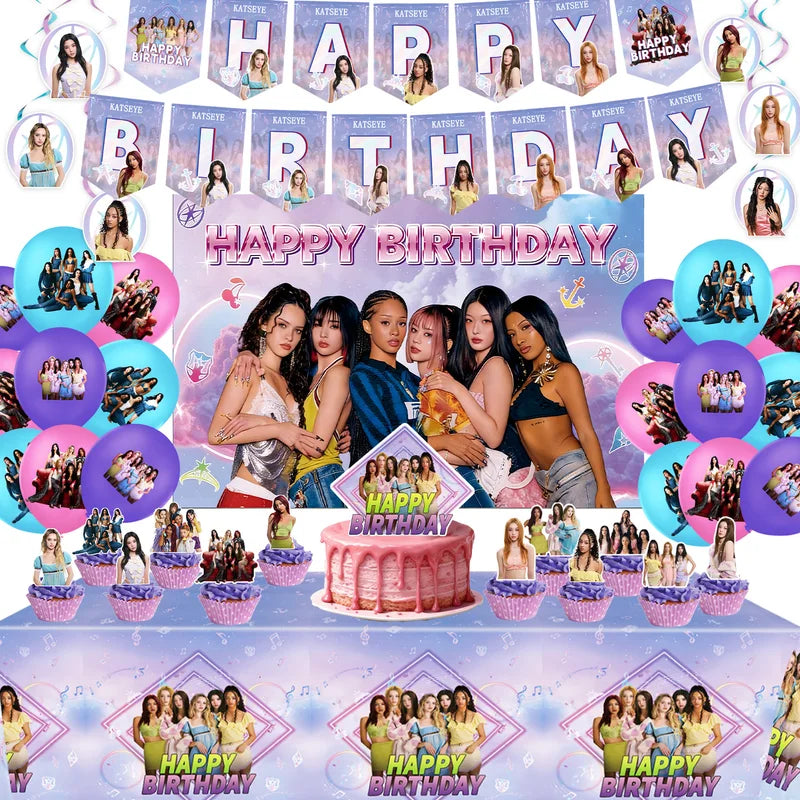Anime Movie K-KATSEYE Birthday Party Decoration Set - Tableware & Balloons