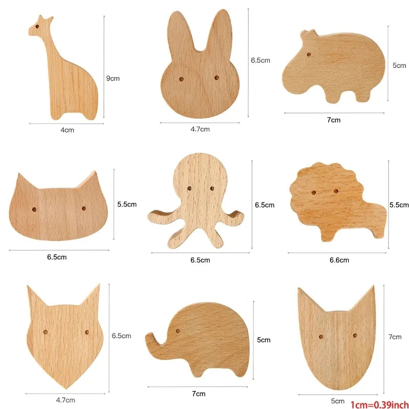 Animal Wooden Hook Wall Decor Coat Keychain Hanger Kitchen Accessories
