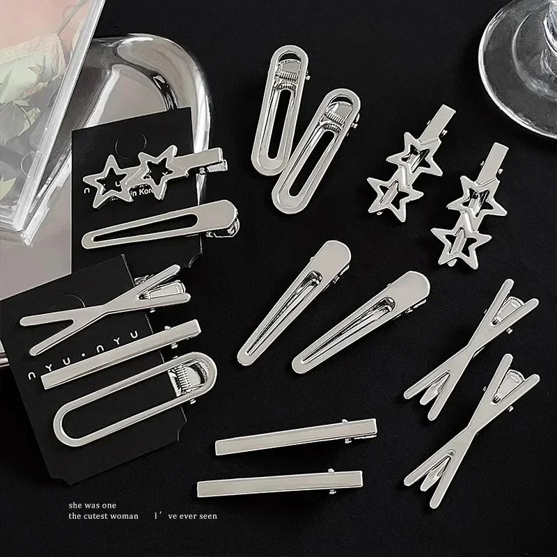 3Pcs Geometric Metal Hairpins Set Non Slip Hair Clips for Women