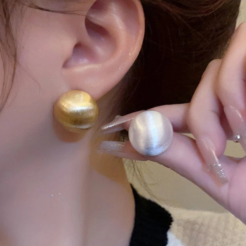 Simple Geometric Round Stud Earrings for Women - Trendy Retro Jewelry