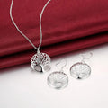 925 Sterling Silver Leaf Pendant Necklace and Earrings Jewelry Set for Women