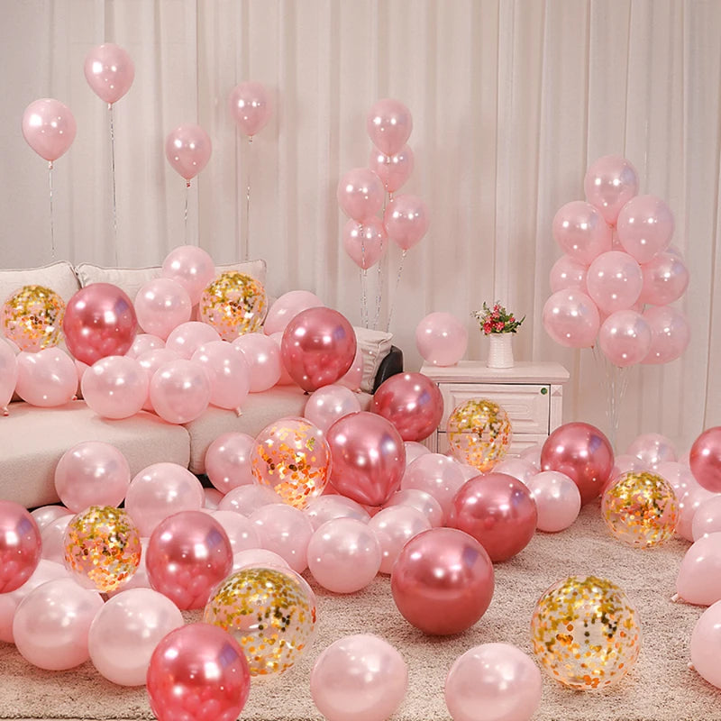 Pink & Red Latex Balloons Pack for Valentine's Day Wedding Party Decorations