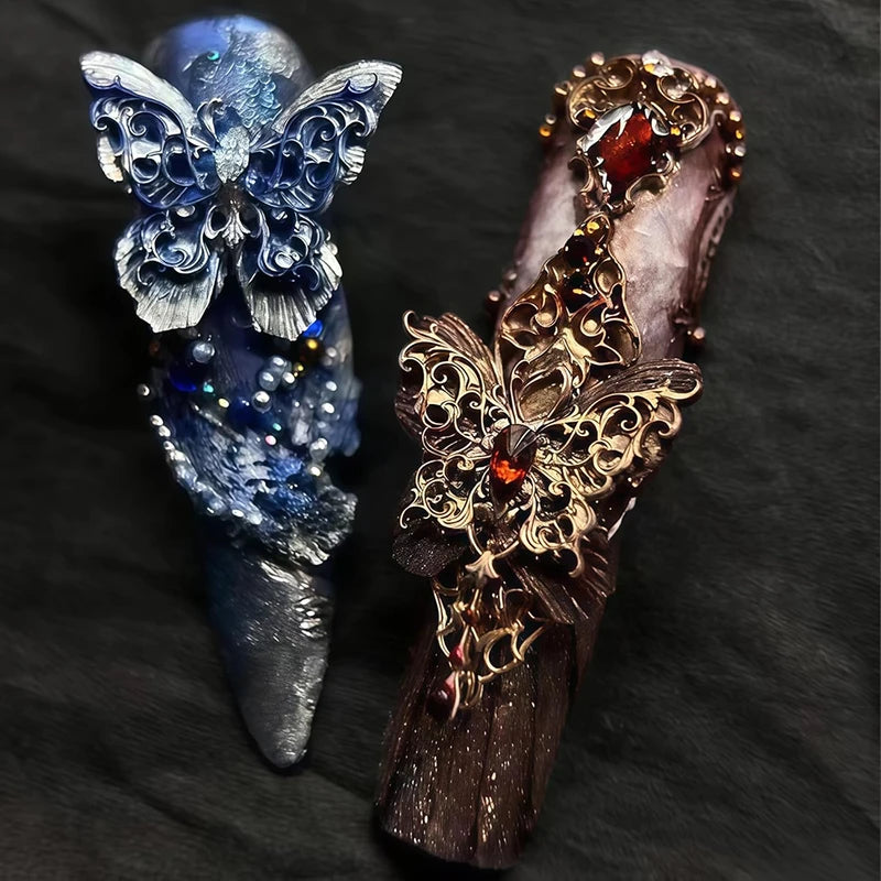 3D Baroque Pattern Gel Nail Art Mold Butterfly Moon Resin Sword Silicone Mold with Arrow Design