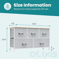 Fabric Dresser with 5 Drawers and Wooden Top - Metal Frame Storage Cabinet