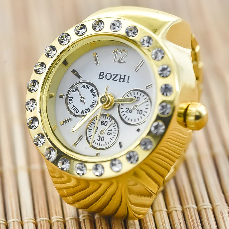 Creative Diamond Ring Watch for Men & Women - Couple Jewelry, Alloy Shell, Round Dial